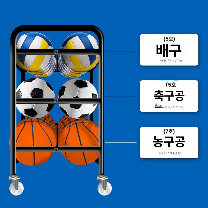 농구공 거치대 리턴 슈팅연습 볼 랙 학교 수납 이동식 두꺼운 블랙 4칸 48개 40개 - 상세 이미지 5