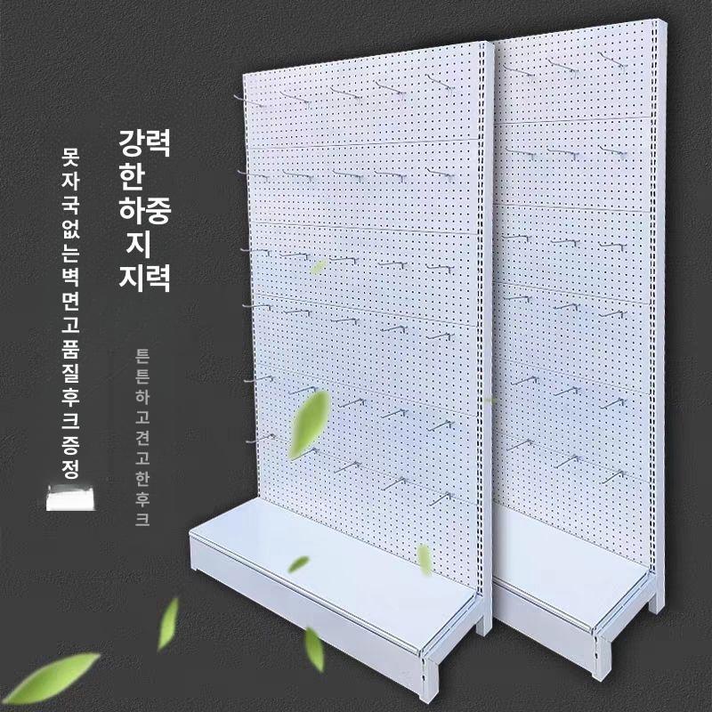 타공판 정리대 스탠드 고리 공구 걸이대 철판 거치대 글로시화이트 단면 73 x 40x135 후크 40개 포함 - 상세 이미지 4