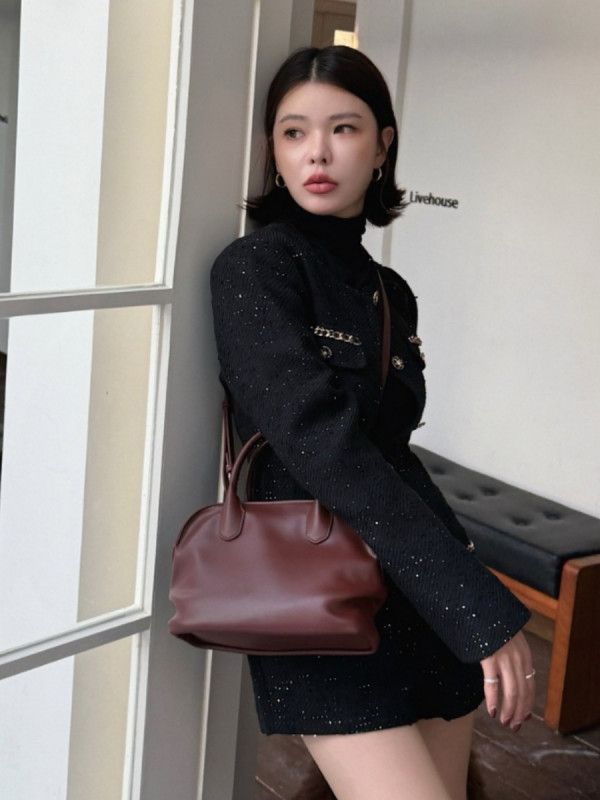 여성 천연소가죽 숄더백 데일리 출근룩 가벼운 토트백 핸드백 고급스러운 미니멀백 - 상세 이미지 3