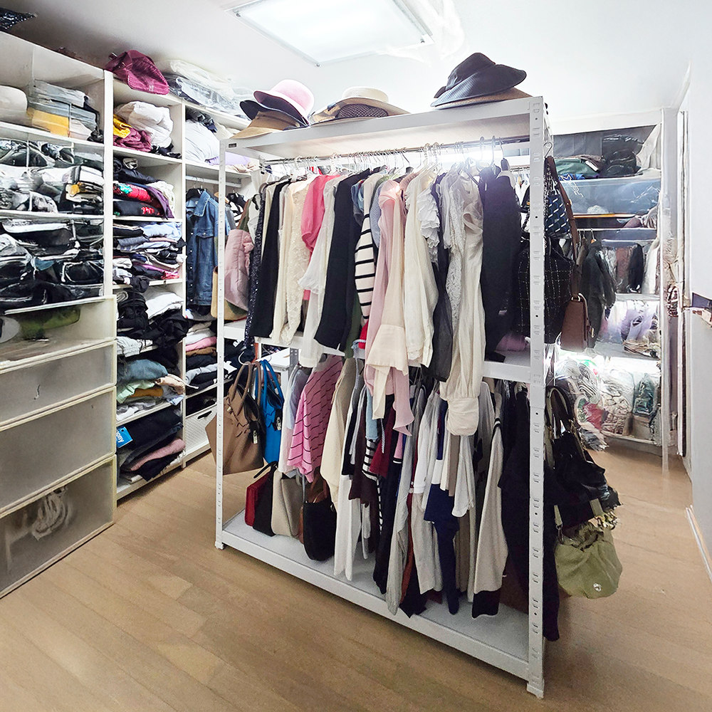 랙셈블 시스템행거 옷걸이 조립식 드레스룸 철제 옷장 스탠드 선반 700400900 3단 1행거봉