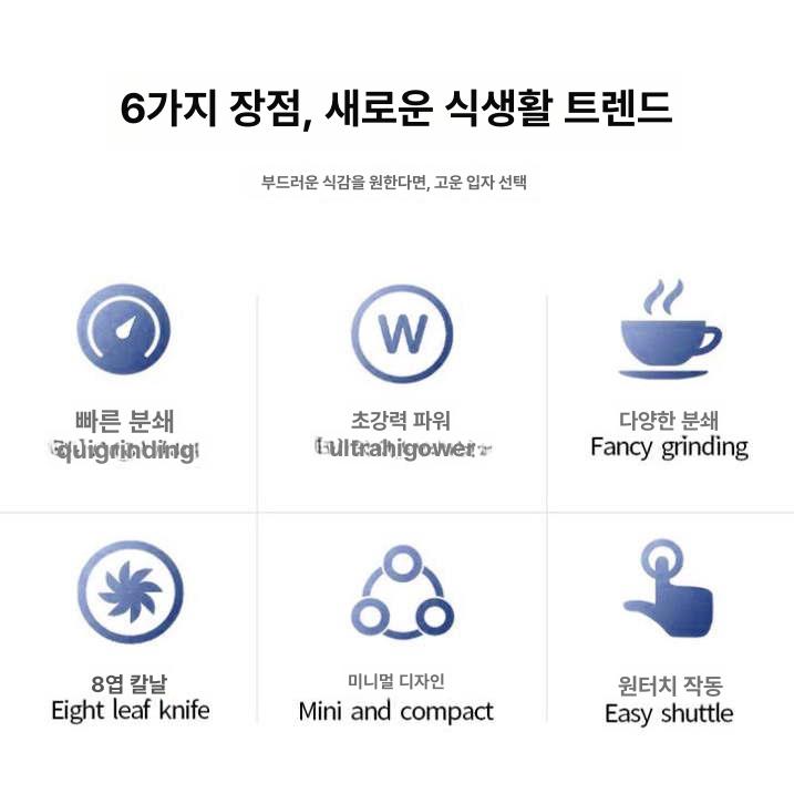 곡물 가정용 다지기 기능 업소용 마늘 미숫가루 견과류 8날 세트 1개 - 상세 이미지 3