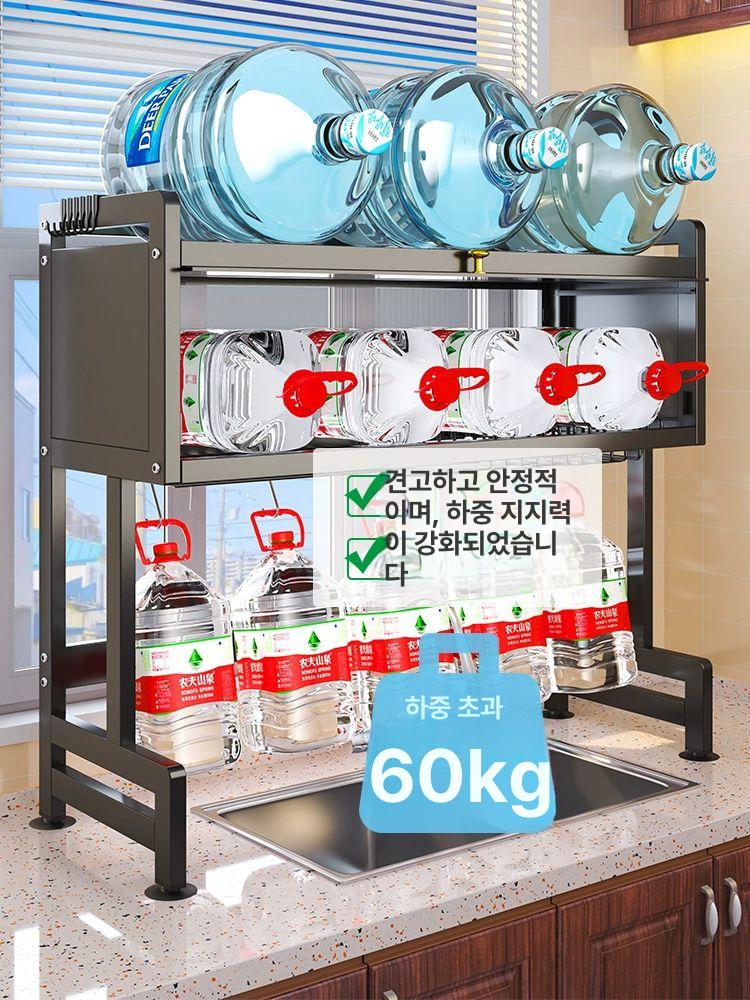창문형 뚜껑식 건조대 부착형 높이조절 선반 물빠짐 설계 더블 대형 길이96cm 도마 칼 젓가락 바구니 - 상세 이미지 2
