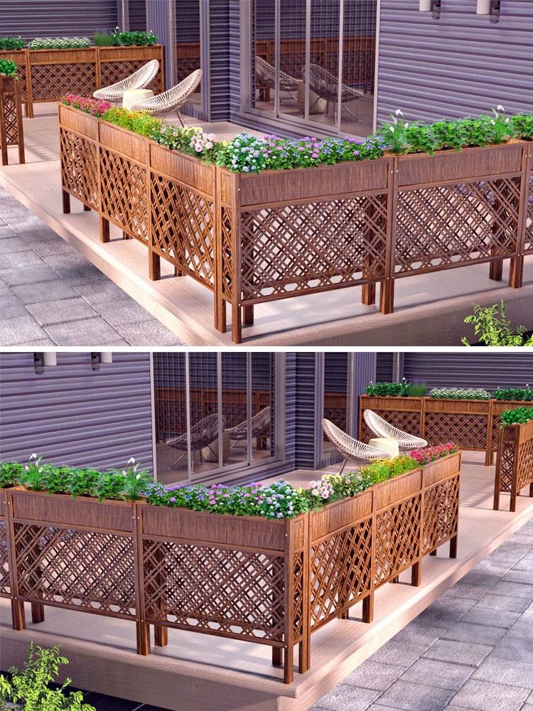 나무 펜스 화단 가림막 파티션 야외 울타리 발코니 마당 단일 메쉬 스프레이 100 90x25cm - 상세 이미지 5