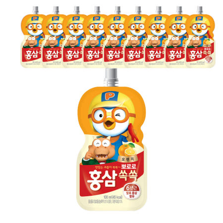 뽀로로 홍삼쏙쏙 오렌지 100ml X 10개 홍삼주스 어린이음료
