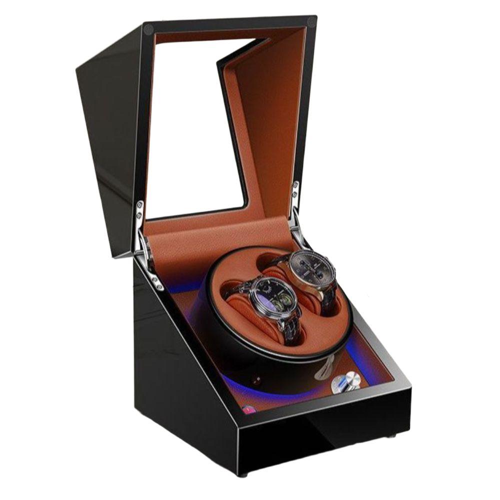 오토매틱 시계 관리 워치 모델 충전 시계정리함 와인더 오토메틱 충전 모델-브라운 5단 LED - 상품 이미지