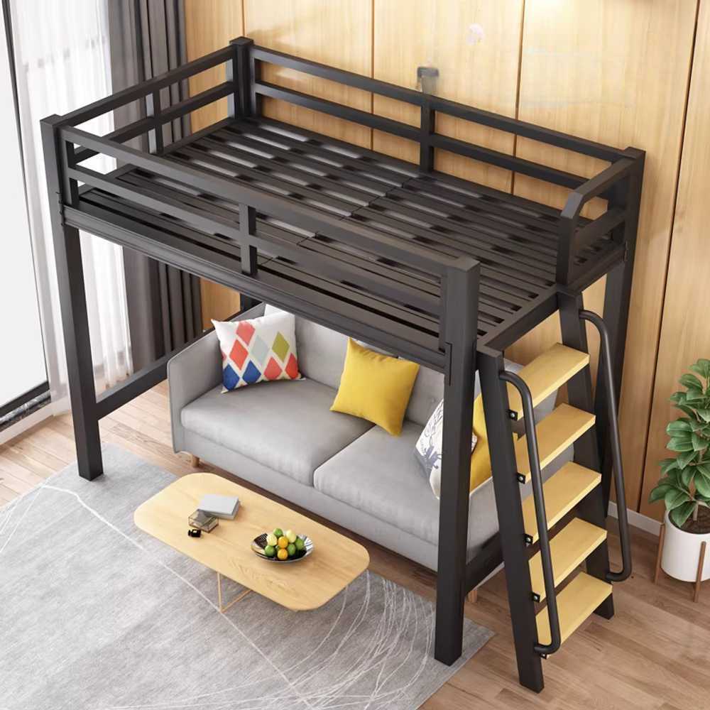 철제벙커침대 블랙 침대프레임 철재 복층 공부방 성인 100x200x165cm/전체2.6m블랙 - 상품 이미지