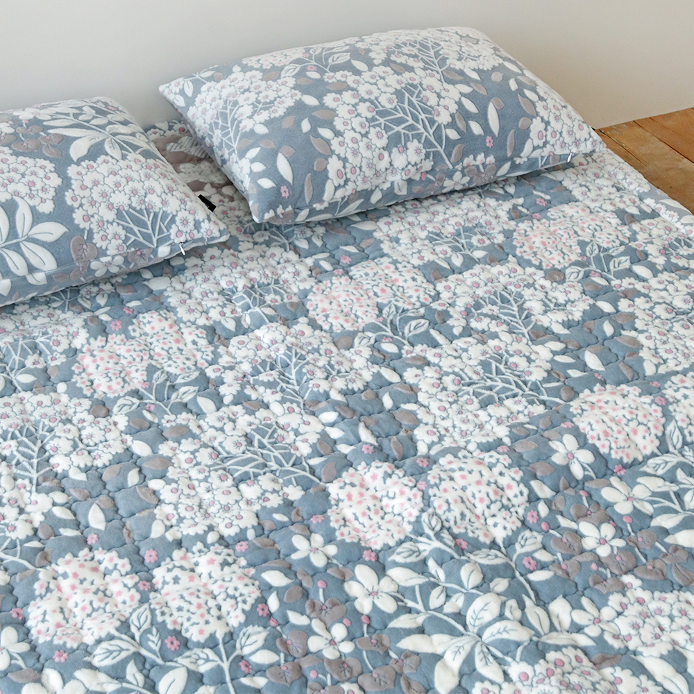 수국 5mm 착번아웃 극세사 미끄럼방지 고정밴드 따뜻한 겨울 침대패드 SS