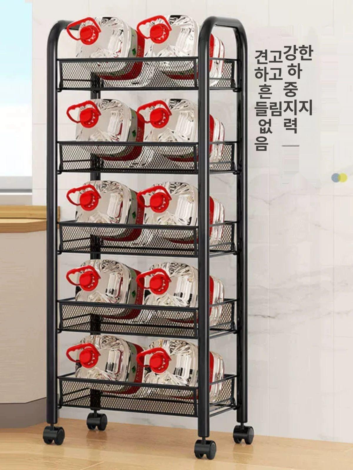 이동식 철제 틈새 수납장 바퀴 달린 주방 수납선반 욕실 3단 화이트 행잉 박스 - 상세 이미지 5