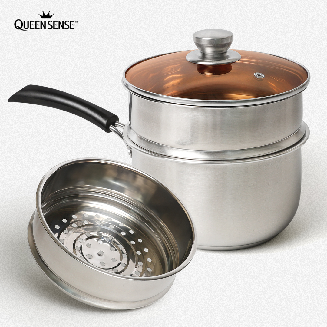 스텐 편수 찜냄비 인덕션 호환 2단 찜기 가정용 멀티 찜통 퀸센스 20cm - 상세 이미지 3