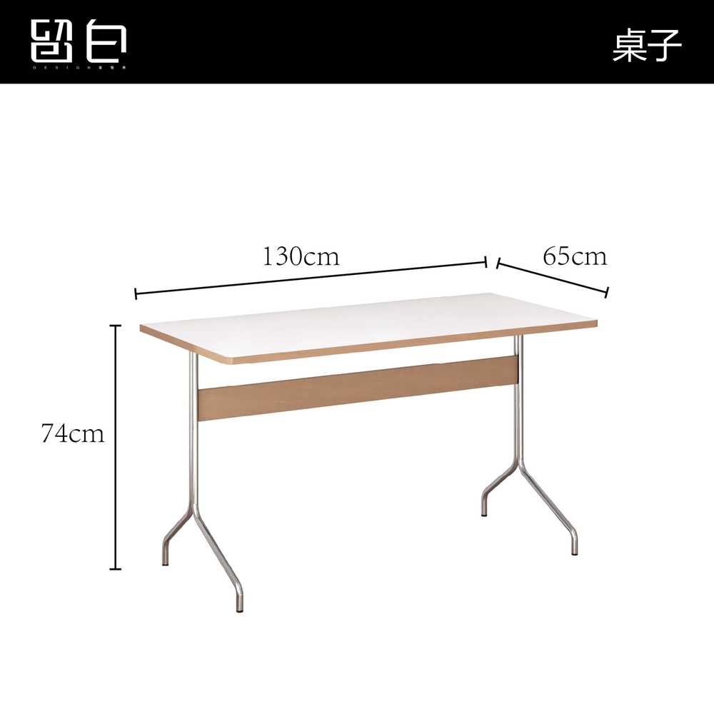 미드센츄리 책상 데스크 서재 테이블 철제 화이트 130x65x74cm 블랙 이미지 8