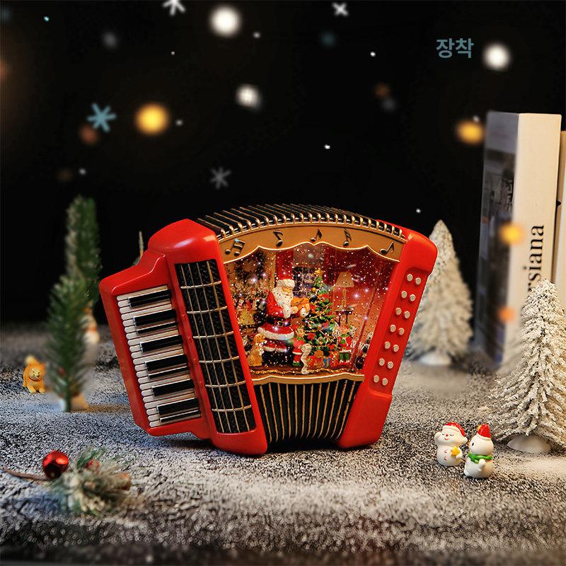 무드등 뮤직박스 성탄절 장식 LED 오르골 연말 성당 핸드카니발 노인 - 상세 이미지 5