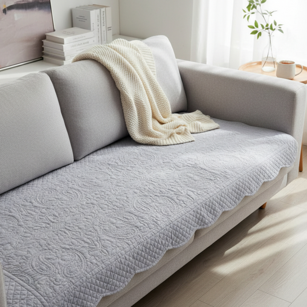 홈집합 순면 퀼팅 쇼파패드 논슬립 거실용 사계절 패브릭패드 차콜그레이, 돌침대용