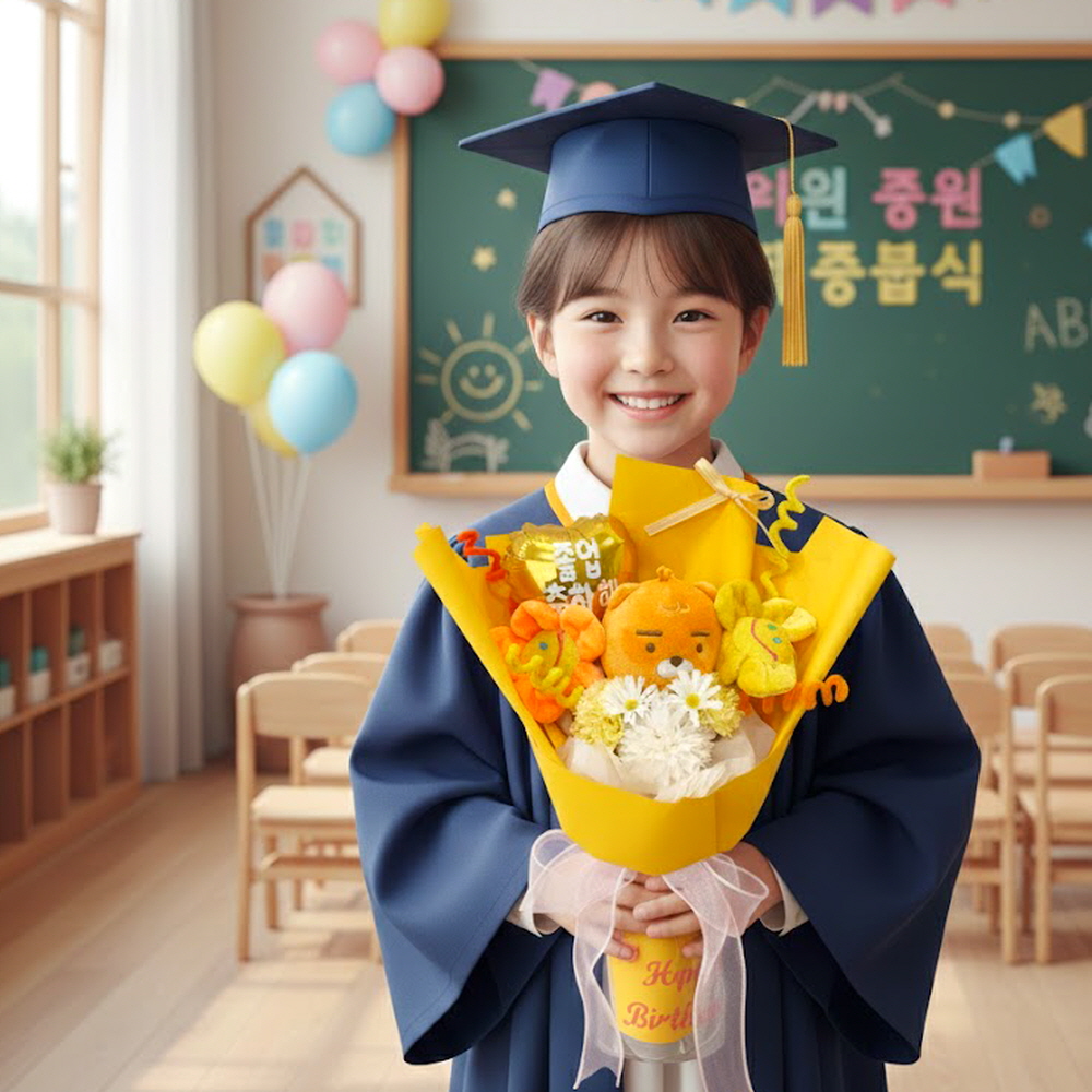 학사모 어피치 인형꽃다발 졸업 생일 꽃다발 선물 - 상세 이미지 5