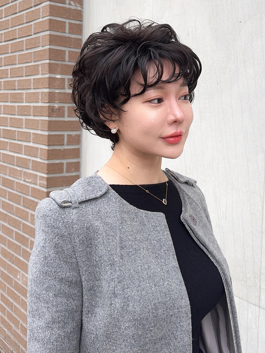 엘레강트 볼륨 레이어컷 이쁜 중년가발 내츄럴블랙 - 상세 이미지 5