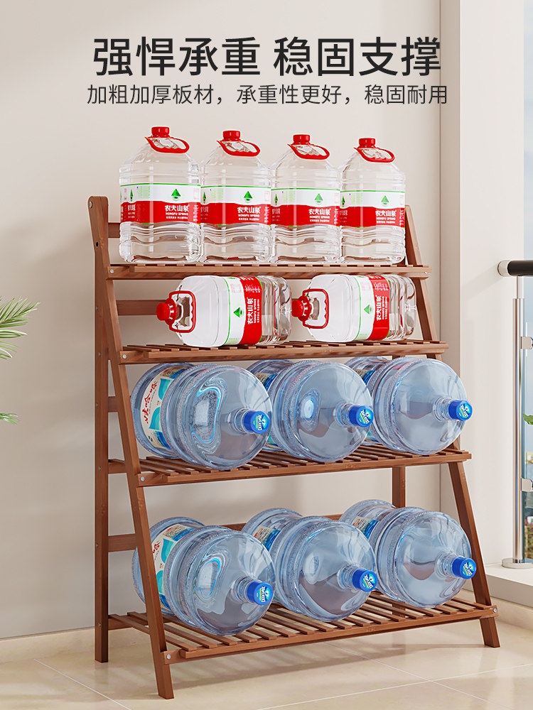 정원 화분선반 화분 화분대 받침대 3단 원목 선반대 철제 다이 거실 오리지널 2겹 50g 두꺼운 대나무 - 상세 이미지 3
