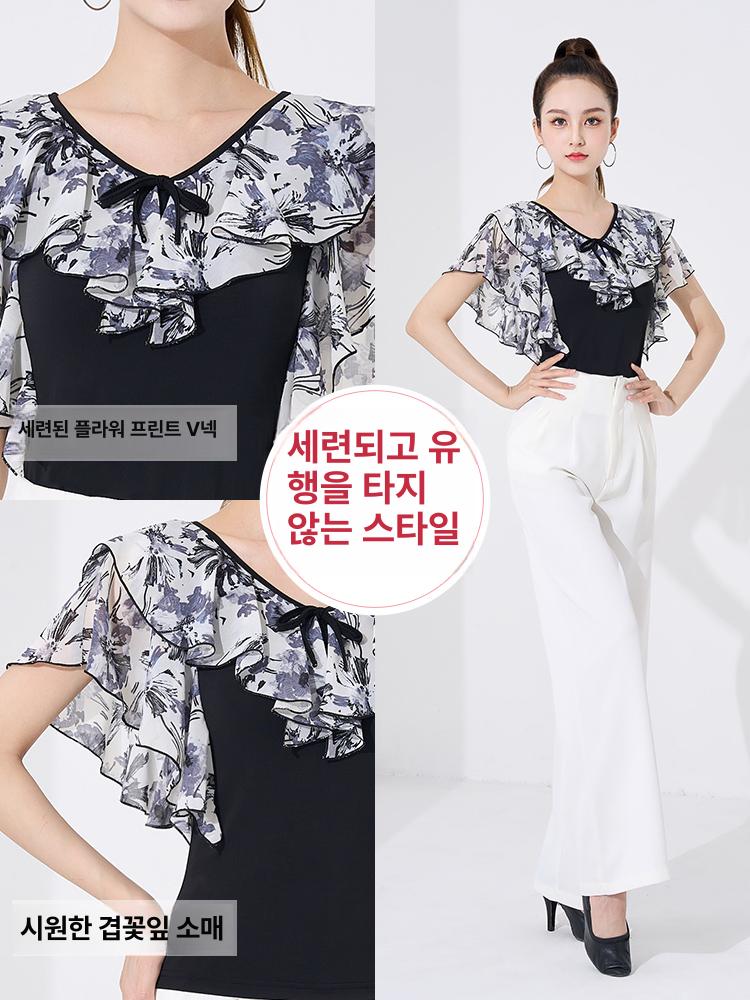 무대의상 왈츠 의상 시니어 무용복 사교복 라틴 무대 블랙 일반 원피스아님 s - 상세 이미지 4