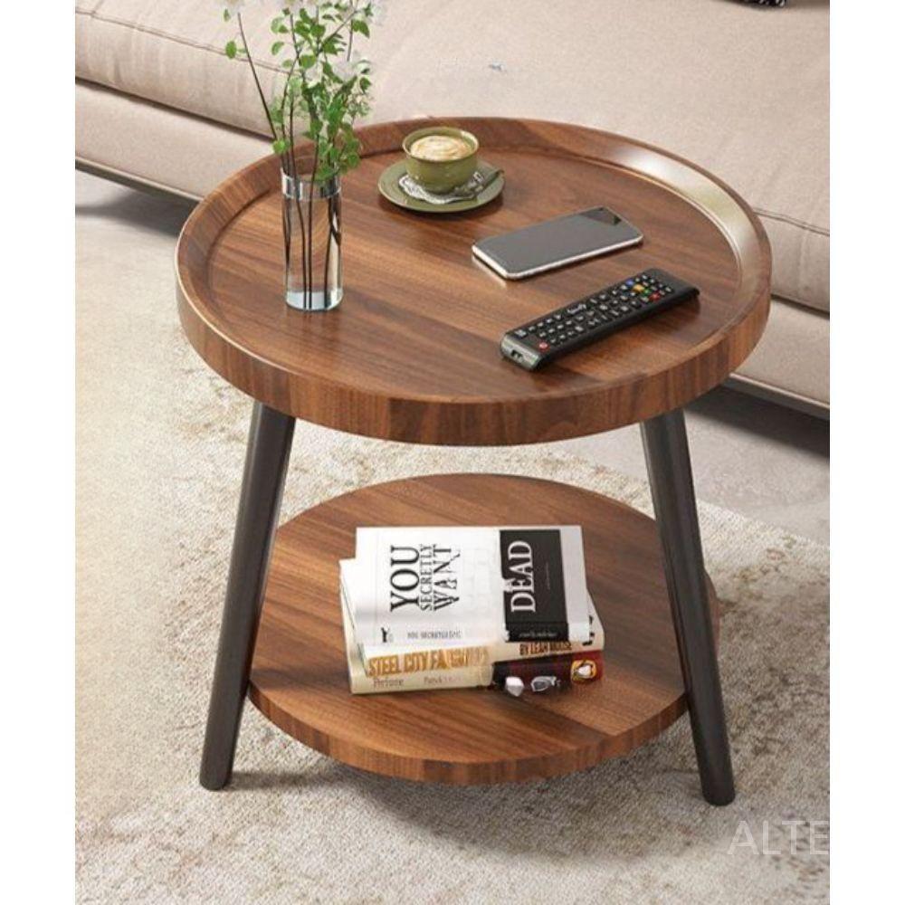 원목 미니테이블 소형 나무 사각 테이블 원형협탁 쇼파 사이드 탁자 거실 월넛 40x40x48cm - 상품 이미지