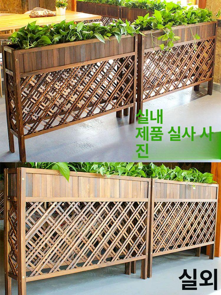 나무 펜스 화단 가림막 파티션 야외 울타리 발코니 마당 단일 메쉬 스프레이 100 90x25cm - 상세 이미지 2