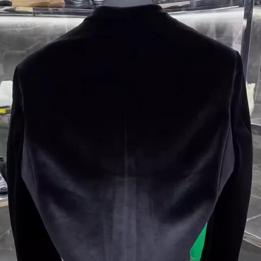 블레이저 남자벨벳자켓 비즈니스 스웨이드 검정색 복고풍 블랙 M (45-55kg) - 상세 이미지 4