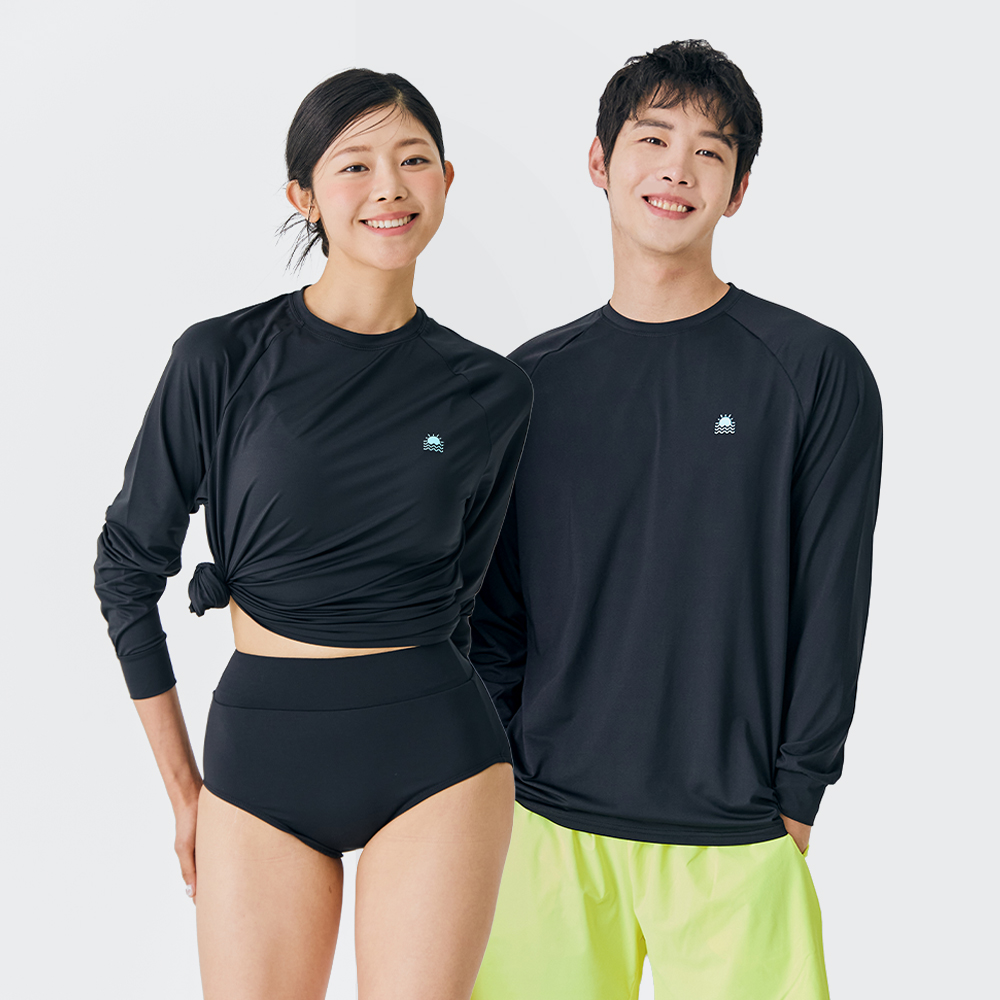 스윔어바웃 베이직 긴팔 루즈핏 오버핏 래쉬가드 빅사이즈 수영복 커플 상의 남자 여자 제품 이미지