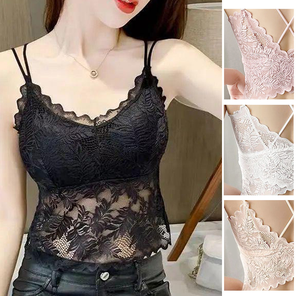 레이스 브라캡나시 끈나시브라탑 런닝 노브라 캡내장 심리스 - 상품 이미지