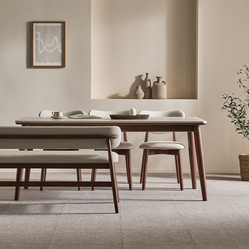 쏠앤까사 오브 고무나무 원목 포세린 세라믹 식탁세트 4인용 6인용 1400 1800