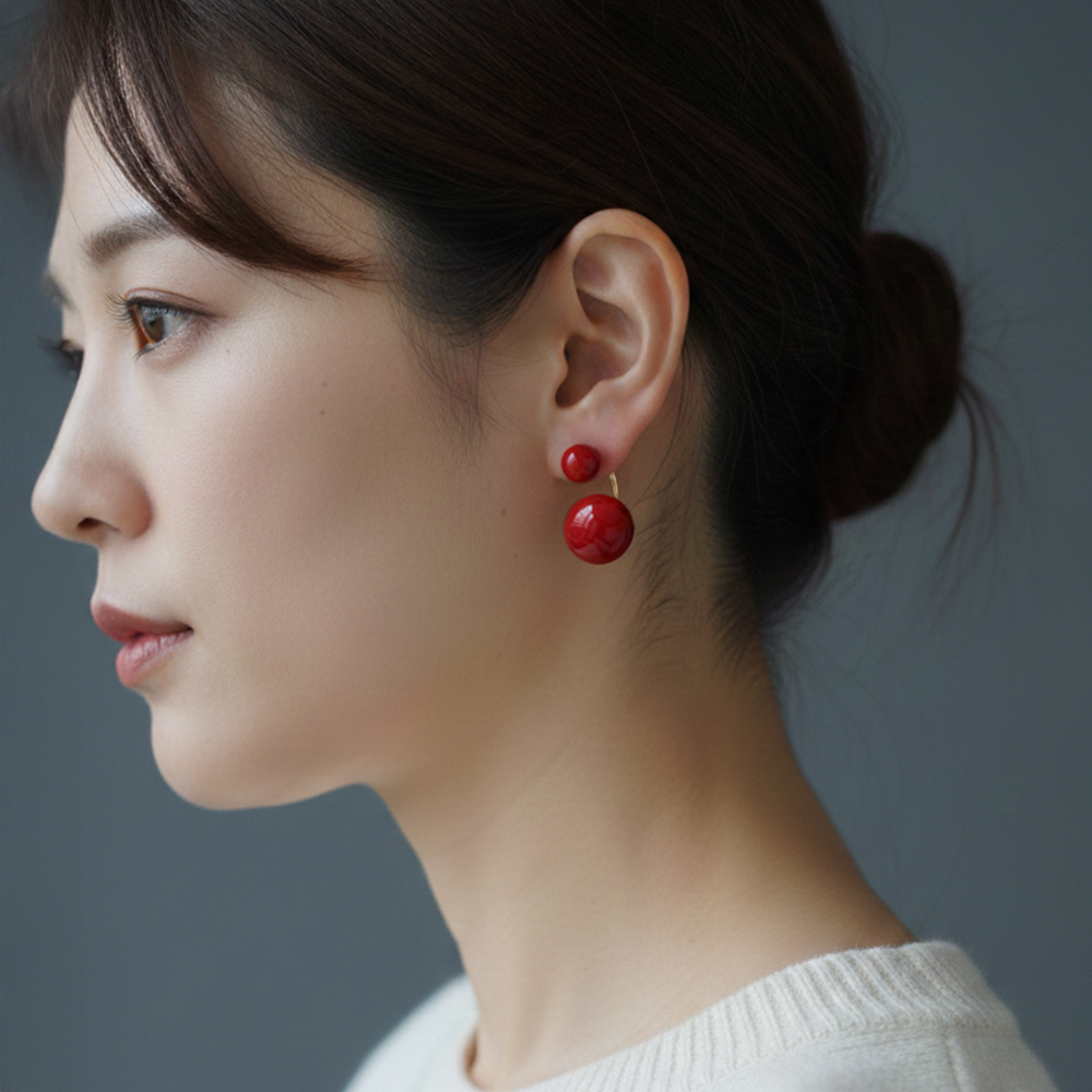 스노우 눈사람 더블 투웨이 진주 귀걸이 화이트 - 상세 이미지 4
