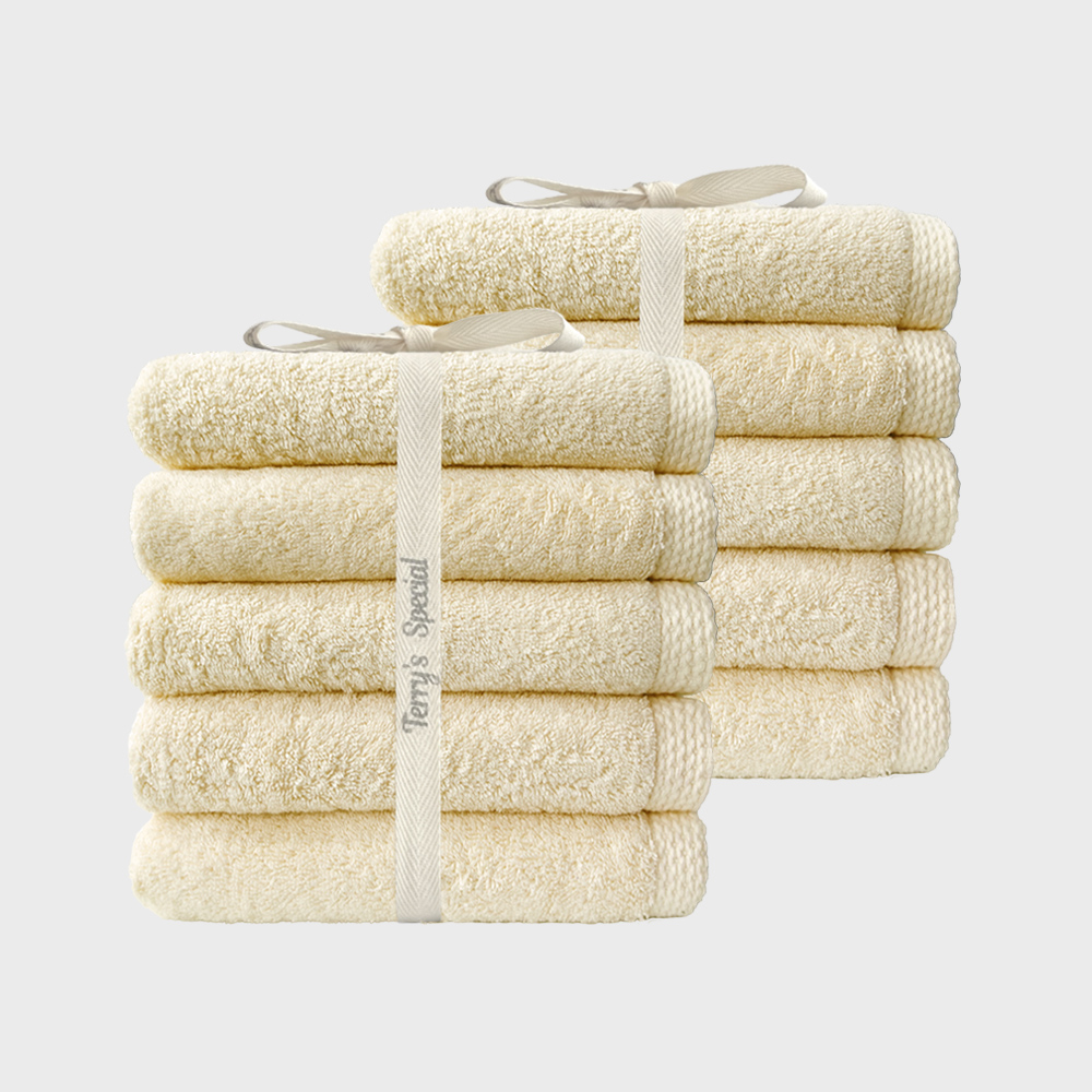 [네이버단독]테리파머200g 샬롯데 무형광 호텔 수건 5장+5장 타올 리본포장 타월