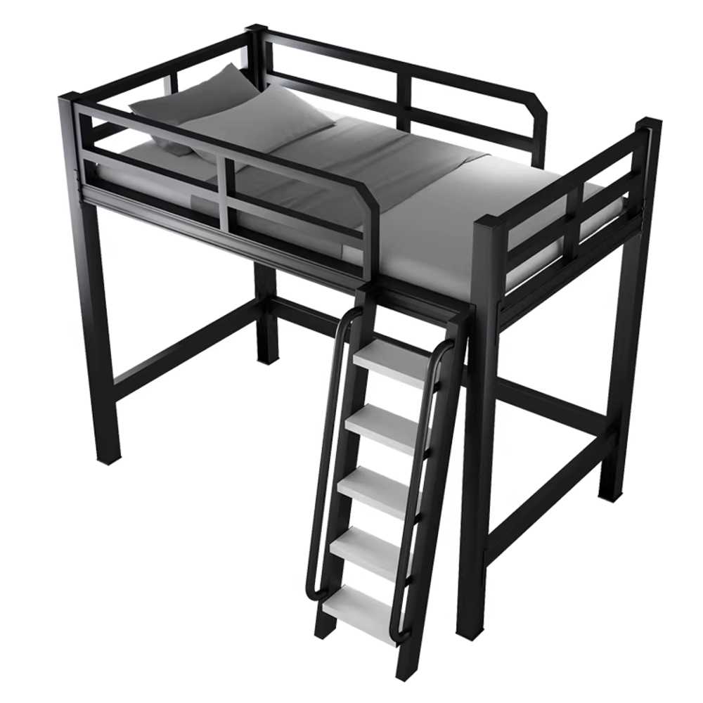 철제벙커침대 블랙 침대프레임 철재 복층 공부방 성인 100x200x165cm/전체2.6m블랙 - 상세 이미지 5