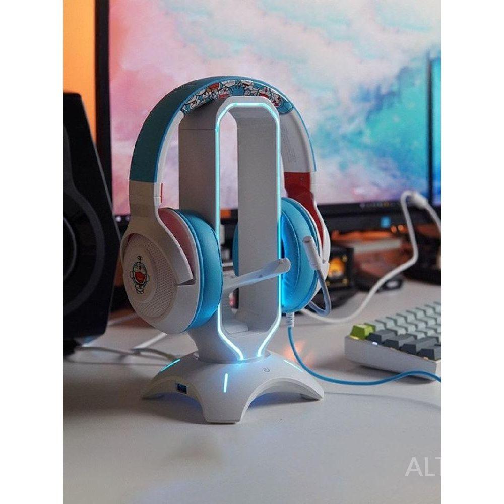 RGB 헤드셋 거치대 조명 무드등 게이밍 헤드폰 데스크 셋업 스탠드 led 화이트 - 상세 이미지 2