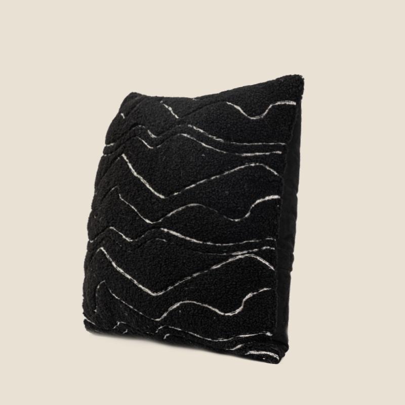 북유럽 일반 일러스트 쇼파 피카소 거실 패브릭 드로잉 화이트 웨이브 램스울 45 x 45cm 싱글 베개 커버 - 상세 이미지 3
