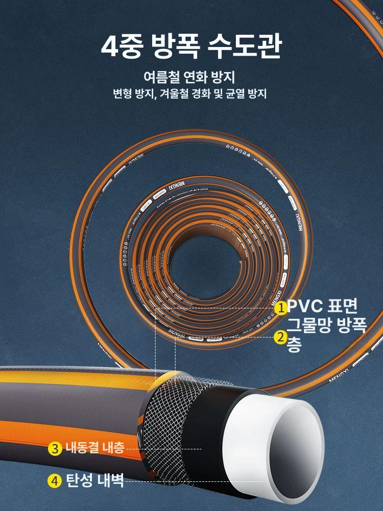 정원 호스릴 고압 워터건 릴호스 스테인리스 수도 텃밭용 세차용 10m 자동릴벽걸이형 - 상세 이미지 3