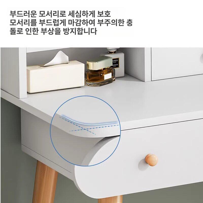 거울세트 LED 수납형 원룸 수납 메이크업 엔틱 서랍형 싱글 서랍 60cm 노르딕 메이플 조립 필요 - 상세 이미지 4