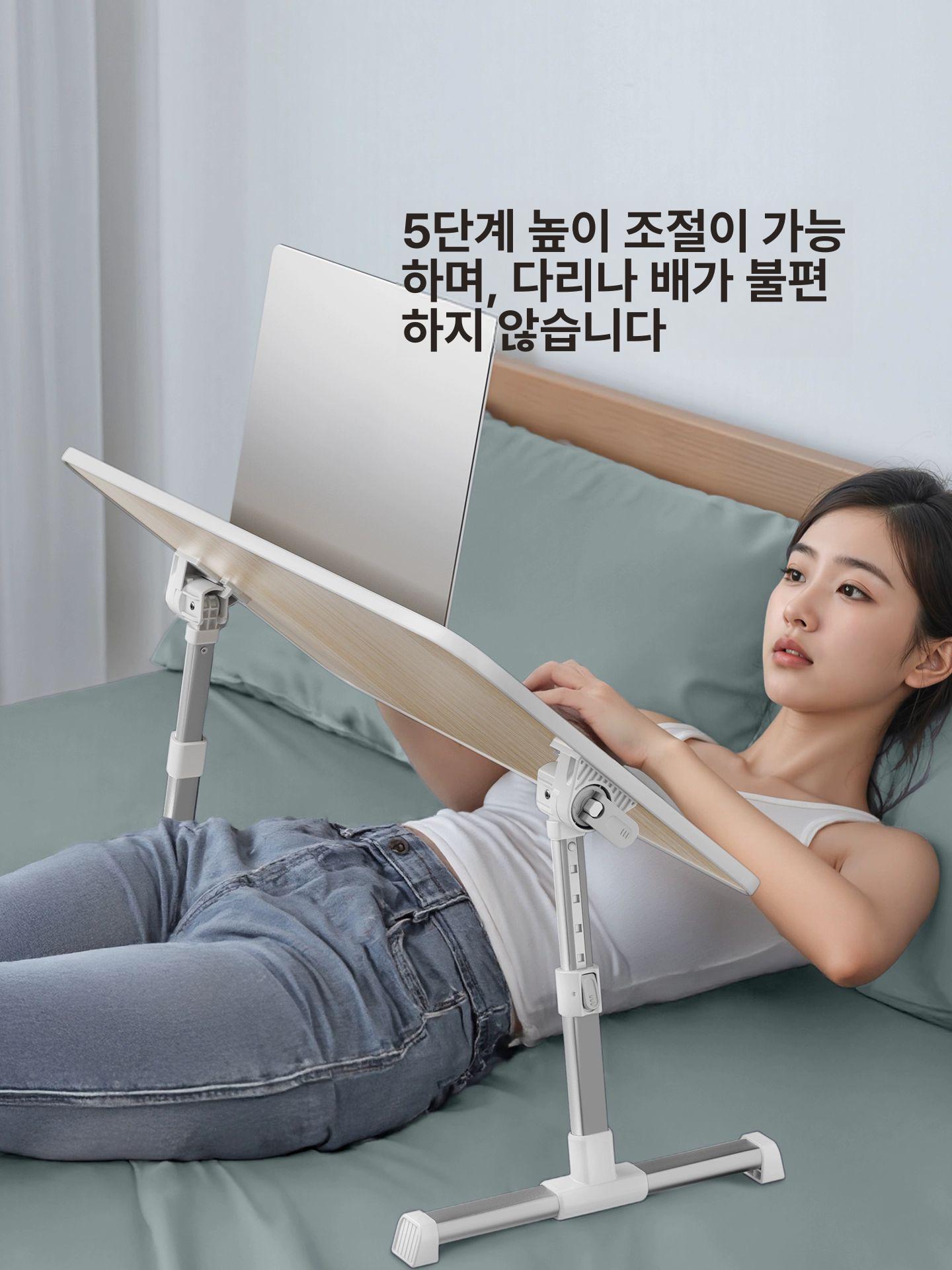 침대용 독서대 이동식 거치대 각도조절 태블릿 좌식 T6 티크 표준데스크탑 - 상세 이미지 4