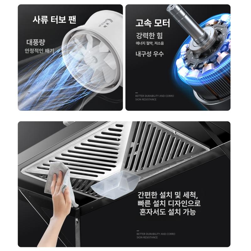 베란다 환풍기 후드 배기팬 산업용 덕트팬 흡연실 환기팬 1단계 오일 필터 6인치 150mm 2m A 1x1x1cm - 상세 이미지 5
