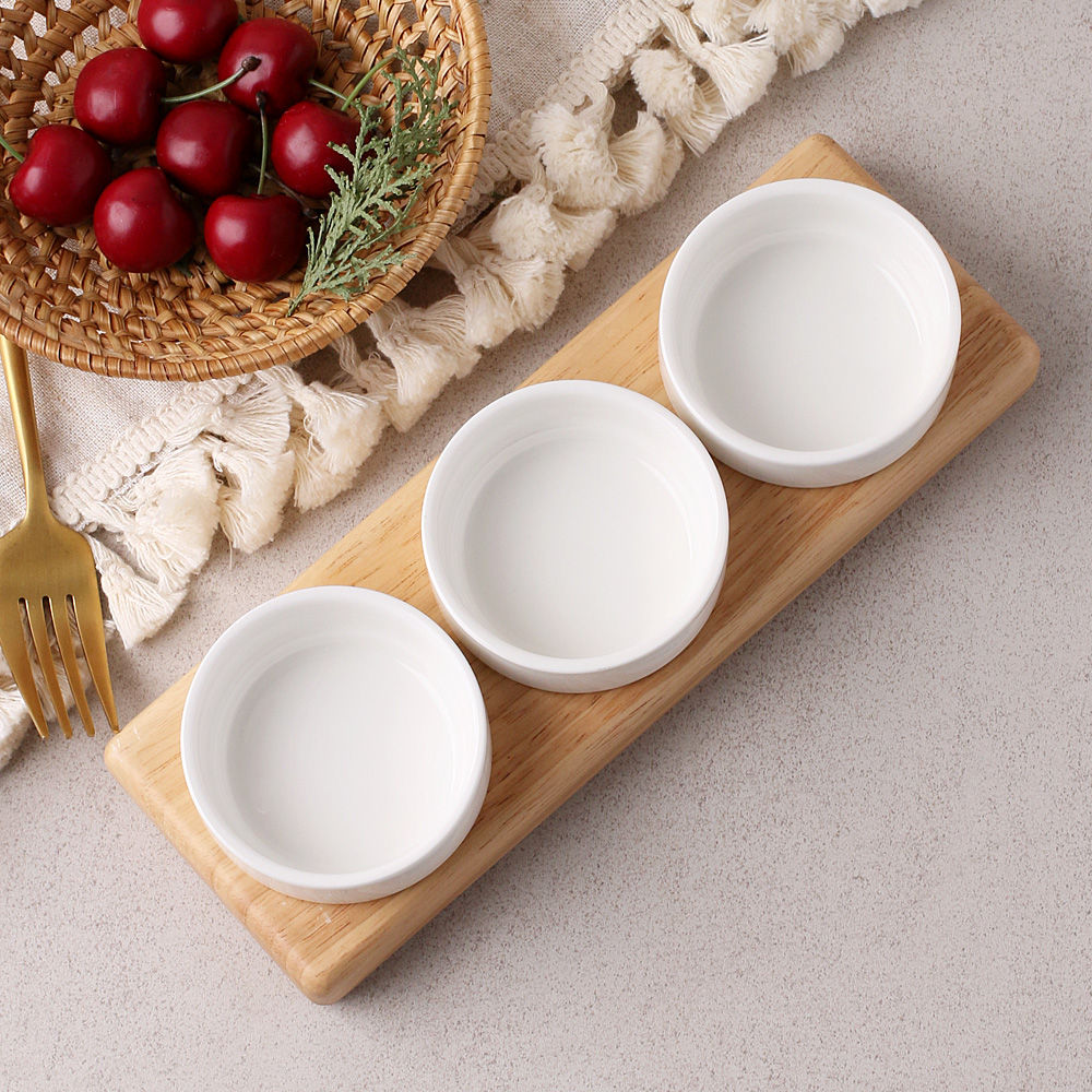 좋은날 3구 나눔 접시 마른 안주 반찬 치즈 그릇 24cm, 원형 3칸 - 상세 이미지 3