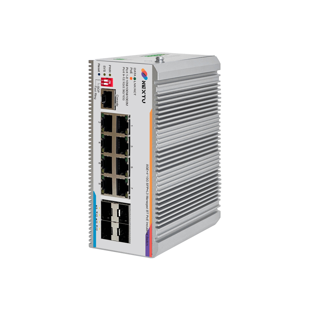 넥스트유 산업용 8포트 1G TP 10G 4SFP+ L3매니지드 BT POE 스위칭허브 포넥트 MX1 - 상품 이미지