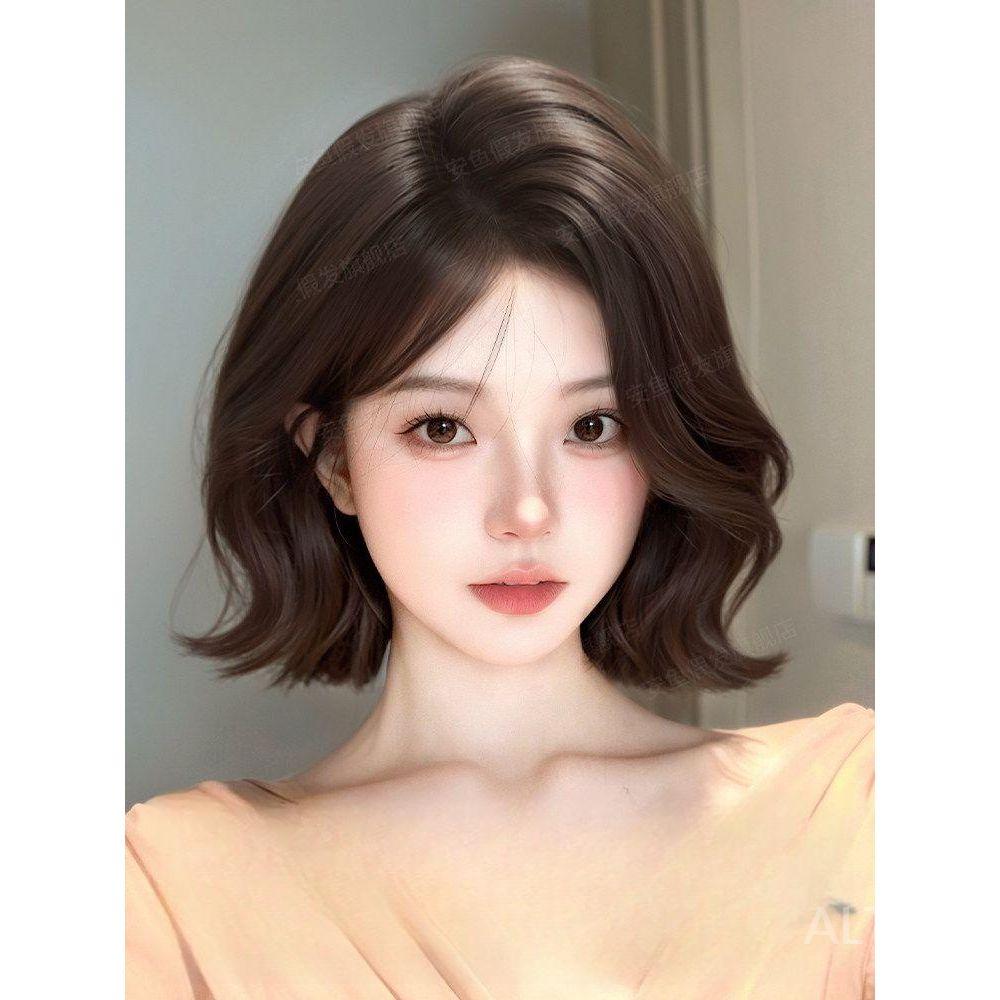 여성 자연스러운 통가발 단발 볼륨업 헤어피스 숏컷 프렌치 외출용 에어 뱅 프렌치 콜드 브라운+네트 - 상세 이미지 2