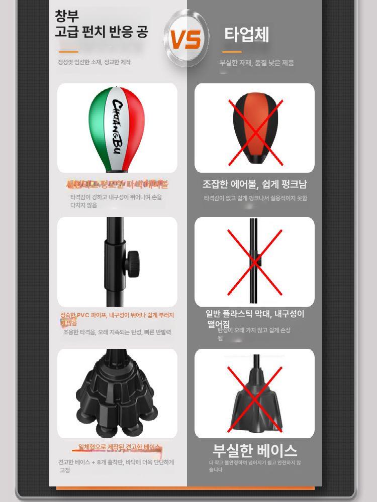 스탠딩 펀칭볼 장비 입식 펀칭백 체육관 스피드볼 연습 1단계 레드 앤 화이트 앤 그린 방폭 볼 - 상세 이미지 2
