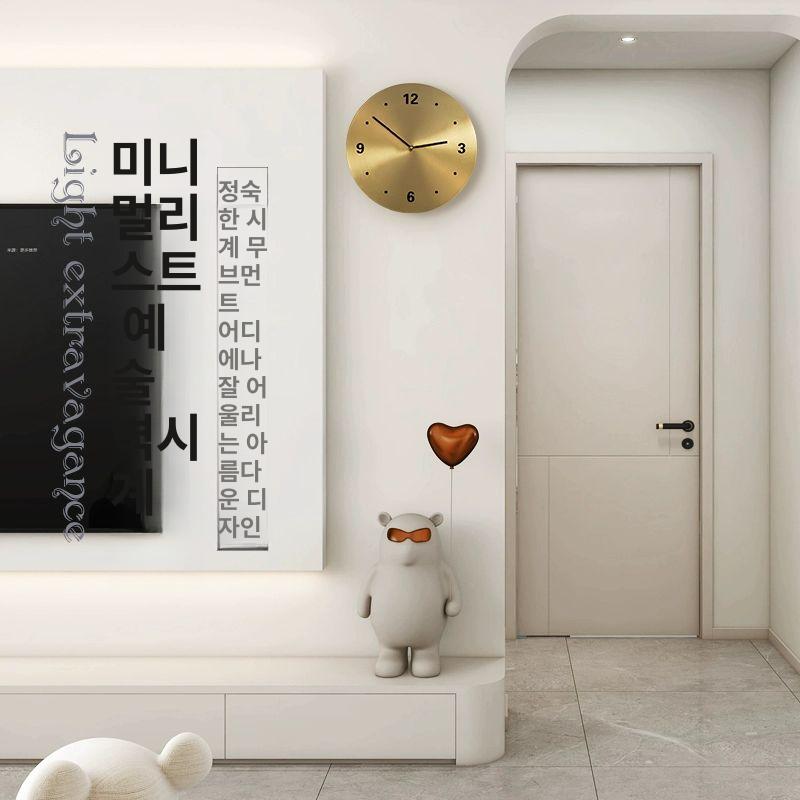 거실 미니멀리스트 황동 구리 내츄럴 무음 다이얼 디자인 눈금 있음 블랙 장식 포함 지름 30cm - 상세 이미지 2