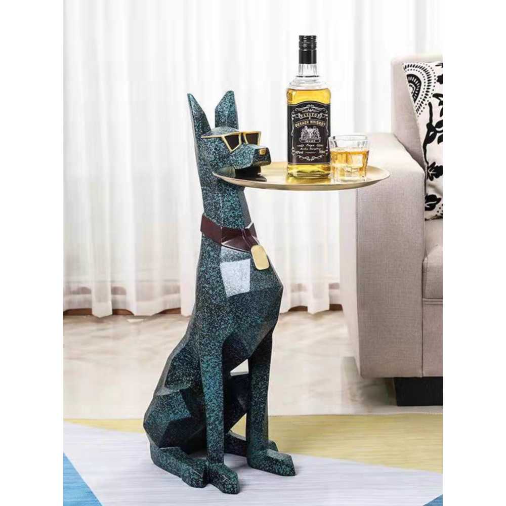 강아지 트레이 장식 현관 거실 고급 조형물 열쇠 대형 화이트 74cm - 상세 이미지 2