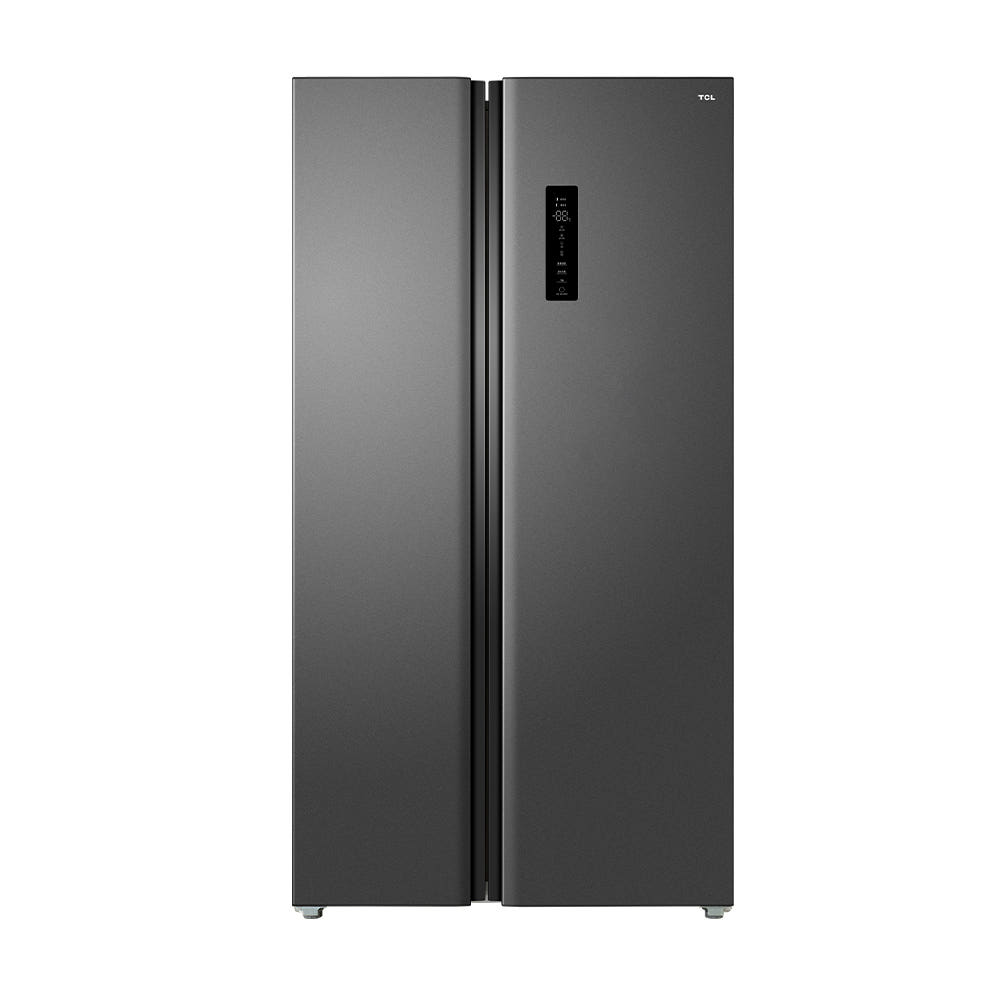 TCL 메탈 600L 2도어 양문형 냉장고, TRF-650WEX2FBPKR 정면 제품 사진