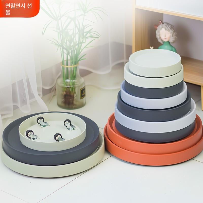 플라스틱 화분받침대 숨은 바퀴 이동식 예쁜 쟁반 거실용 그레이블랙 tx-1 내경15.5cm - 상세 이미지 2