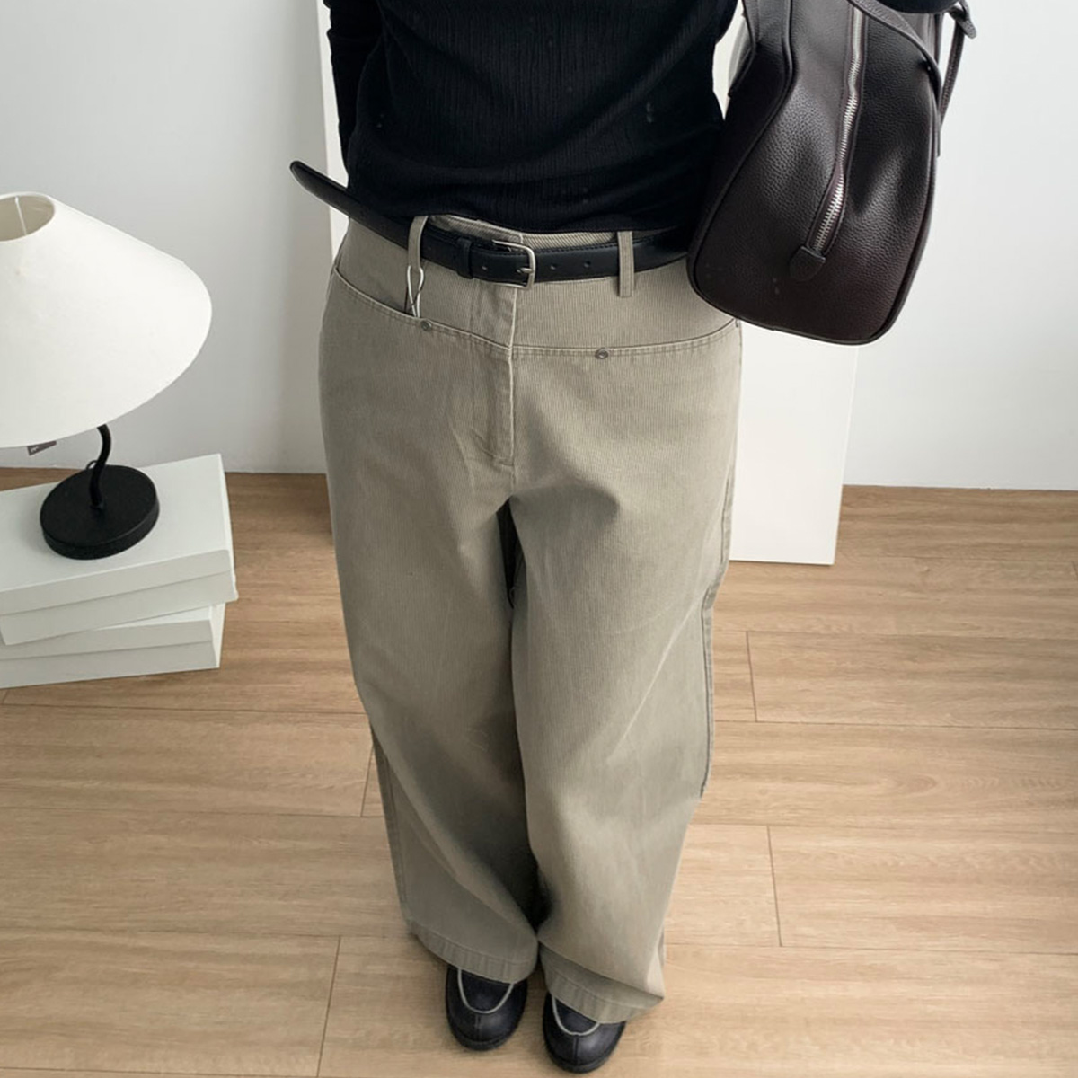 [브라운M당일] 언더슨 카일리 팬츠 봄 골지 코듀로이 절개 와이드 팬츠 (2c) 제품 이미지