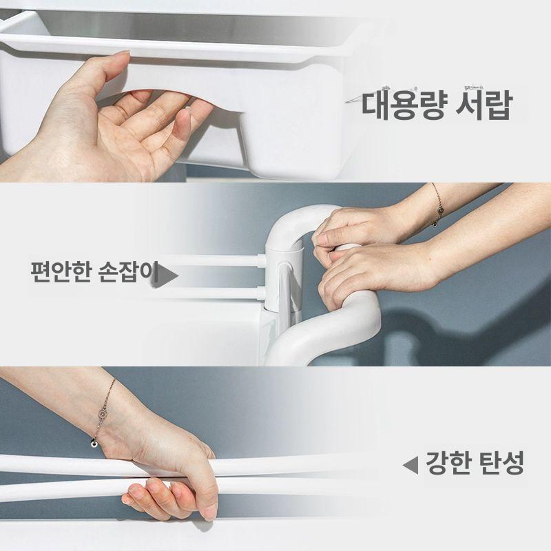 플라스틱 드레싱카트 미용 드레싱 왜건 피부관리실 이동식트롤리 중형 2단 서랍 2개 - 상세 이미지 4
