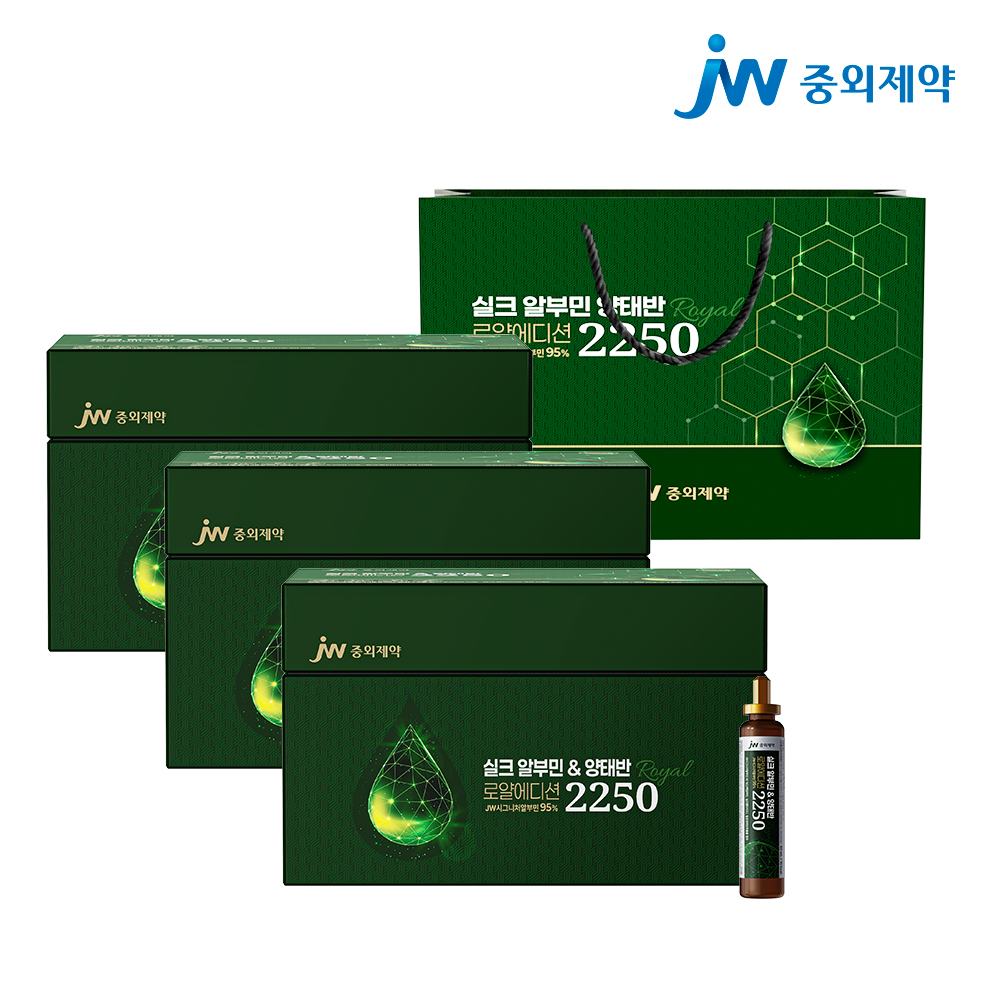 JW중외제약 실크 알부민 양태반 로얄 에디션 마시는 액상형 2250 15포, 3개 - 상품 이미지