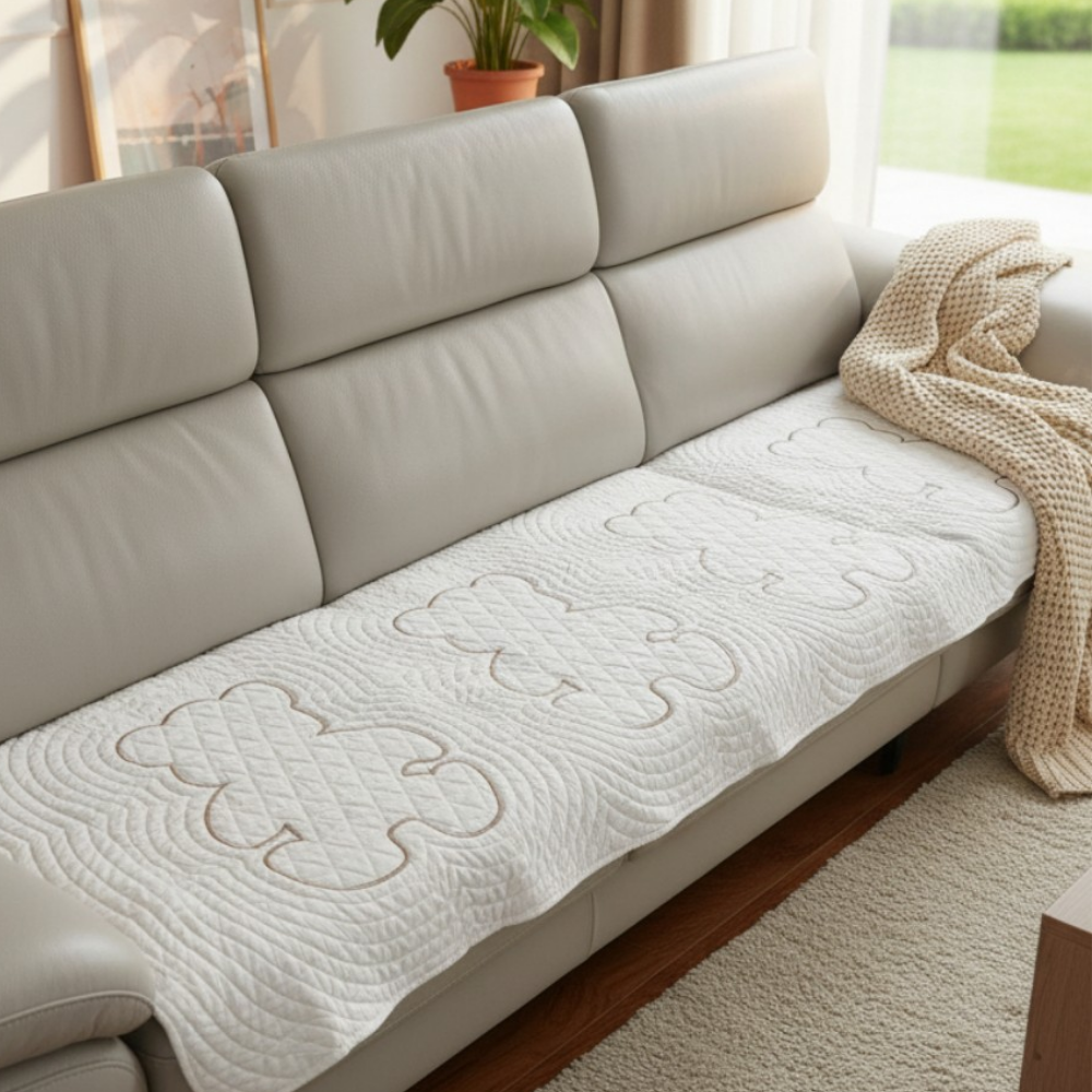 홈집합 퀼트 면100% 곰돌이 소파패드 사계절 화이트, 4인용