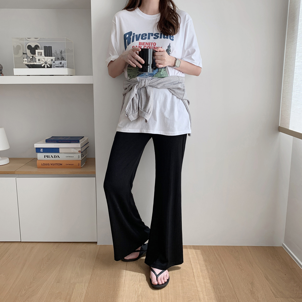 사계절 편한 플리츠팬츠 부츠컷 밴딩 와이드팬츠 여자 슬랙스 여성 여름바지 몸빼 주름 통바지 - 상세 이미지 4