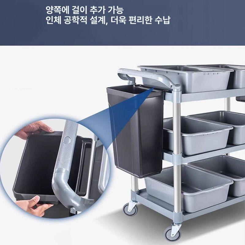 서빙카트 호텔 주방 식당 우드 업소용 이동식 그레이 중형 - 상세 이미지 4