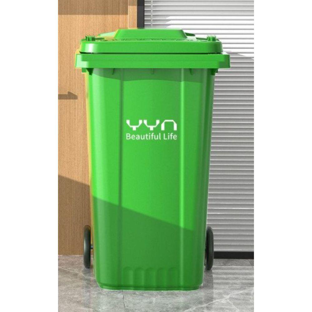 바퀴 휴지통 240L 페달형 쓰레기통 사각 학교 분리 플라스틱 공원 240L 그린 바퀴 YYN - 상품 이미지